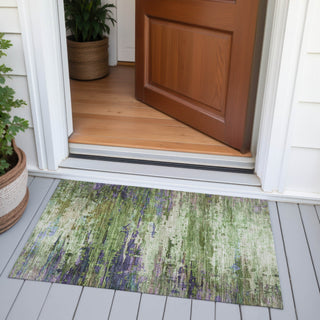 Piper Looms Chantille Abstract ACN2035 Green Machine Washable Area Rug Scatter Outdoor Lifestyle Image Feature