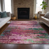 Piper Looms Chantille Abstract ACN2035 Pink Machine Washable Area Rug Lifestyle Image Feature