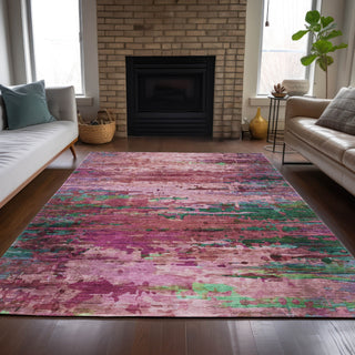 Piper Looms Chantille Abstract ACN2035 Pink Machine Washable Area Rug Lifestyle Image Feature