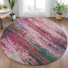 Piper Looms Chantille Abstract ACN2035 Pink Machine Washable Area Rug Round Lifestyle Image Feature