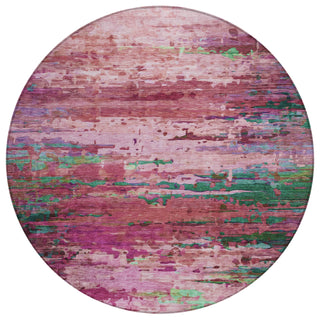 Piper Looms Chantille Abstract ACN2035 Pink Machine Washable Area Rug Round Main Image