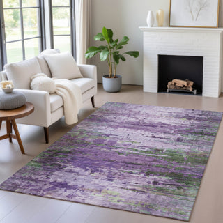 Piper Looms Chantille Abstract ACN2035 Purple Machine Washable Area Rug Lifestyle Image Feature
