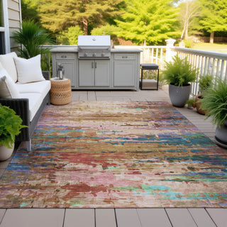 Piper Looms Chantille Abstract ACN2035 Sage Machine Washable Area Rug Outdoor Lifestyle Image Feature