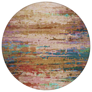 Piper Looms Chantille Abstract ACN2035 Sage Machine Washable Area Rug Round Main Image