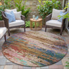 Piper Looms Chantille Abstract ACN2035 Sage Machine Washable Area Rug Round Outdoor Lifestyle Image Feature