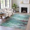 Piper Looms Chantille Abstract ACN2035 Teal Machine Washable Area Rug Lifestyle Image Feature