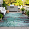 Piper Looms Chantille Abstract ACN2035 Teal Machine Washable Area Rug Outdoor Lifestyle Image Feature