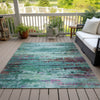 Piper Looms Chantille Abstract ACN2035 Teal Machine Washable Area Rug Outdoor Lifestyle Image Feature