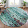 Piper Looms Chantille Abstract ACN2035 Teal Machine Washable Area Rug Round Lifestyle Image Feature