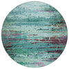 Piper Looms Chantille Abstract ACN2035 Teal Machine Washable Area Rug Round Main Image