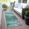 Piper Looms Chantille Abstract ACN2035 Teal Machine Washable Area Rug Runner Outdoor Lifestyle Image Feature
