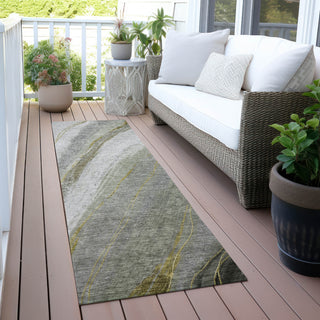 Piper Looms Chantille Swirls ACN2036 Aloe Machine Washable Area Rug Runner Outdoor Lifestyle Image Feature