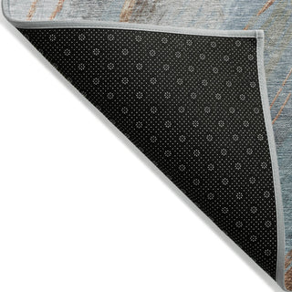 Piper Looms Chantille Swirls ACN2036 Blue Machine Washable Area Rug Backing Image