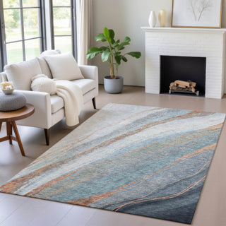 Piper Looms Chantille Swirls ACN2036 Blue Machine Washable Area Rug Lifestyle Image Feature
