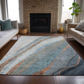 Piper Looms Chantille Swirls ACN2036 Blue Machine Washable Area Rug Lifestyle Image Feature