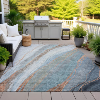 Piper Looms Chantille Swirls ACN2036 Blue Machine Washable Area Rug Outdoor Lifestyle Image Feature