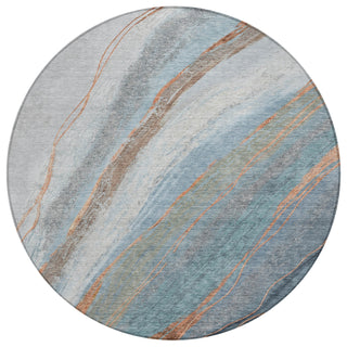 Piper Looms Chantille Swirls ACN2036 Blue Machine Washable Area Rug Round Main Image