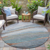 Piper Looms Chantille Swirls ACN2036 Blue Machine Washable Area Rug Round Outdoor Lifestyle Image Feature