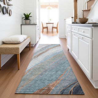 Piper Looms Chantille Swirls ACN2036 Blue Machine Washable Area Rug Runner Lifestyle Image Feature