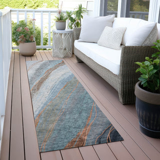 Piper Looms Chantille Swirls ACN2036 Blue Machine Washable Area Rug Runner Outdoor Lifestyle Image Feature