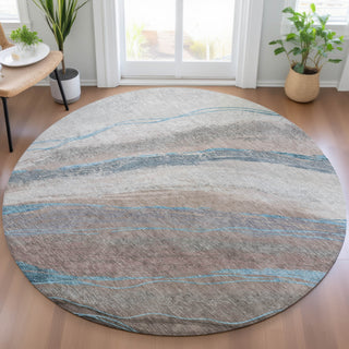 Piper Looms Chantille Swirls ACN2036 Brown Machine Washable Area Rug Round Lifestyle Image Feature