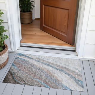 Piper Looms Chantille Swirls ACN2036 Brown Machine Washable Area Rug Scatter Outdoor Lifestyle Image Feature