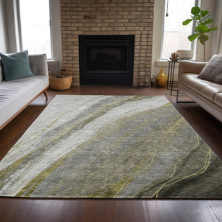 Piper Looms Chantille Swirls ACN2036 Pewter Machine Washable Area Rug Lifestyle Image Feature