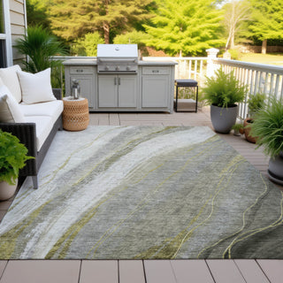 Piper Looms Chantille Swirls ACN2036 Pewter Machine Washable Area Rug Outdoor Lifestyle Image Feature