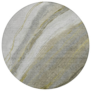 Piper Looms Chantille Swirls ACN2036 Pewter Machine Washable Area Rug Round Main Image