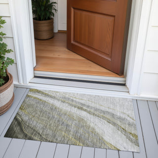 Piper Looms Chantille Swirls ACN2036 Pewter Machine Washable Area Rug Scatter Outdoor Lifestyle Image Feature