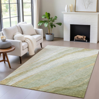 Piper Looms Chantille Swirls ACN2036 Sage Machine Washable Area Rug Lifestyle Image Feature
