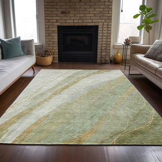 Piper Looms Chantille Swirls ACN2036 Sage Machine Washable Area Rug Lifestyle Image Feature