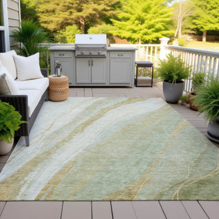 Piper Looms Chantille Swirls ACN2036 Sage Machine Washable Area Rug Outdoor Lifestyle Image Feature