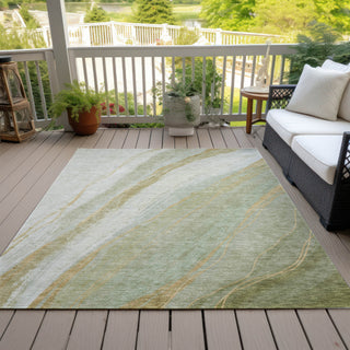 Piper Looms Chantille Swirls ACN2036 Sage Machine Washable Area Rug Outdoor Lifestyle Image Feature