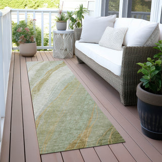 Piper Looms Chantille Swirls ACN2036 Sage Machine Washable Area Rug Runner Outdoor Lifestyle Image Feature