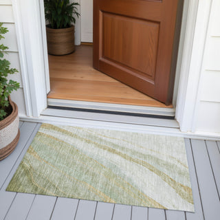 Piper Looms Chantille Swirls ACN2036 Sage Machine Washable Area Rug Scatter Outdoor Lifestyle Image Feature