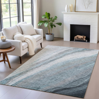 Piper Looms Chantille Swirls ACN2036 Teal Machine Washable Area Rug Lifestyle Image Feature