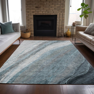 Piper Looms Chantille Swirls ACN2036 Teal Machine Washable Area Rug Lifestyle Image Feature