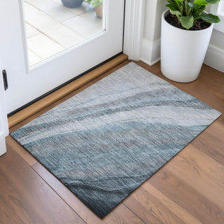 Piper Looms Chantille Swirls ACN2036 Teal Machine Washable Area Rug Scatter Lifestyle Image Feature