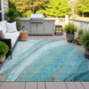Piper Looms Chantille Swirls ACN2036 Turquoise Machine Washable Area Rug Outdoor Lifestyle Image Feature