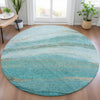 Piper Looms Chantille Swirls ACN2036 Turquoise Machine Washable Area Rug Round Lifestyle Image Feature
