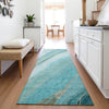 Piper Looms Chantille Swirls ACN2036 Turquoise Machine Washable Area Rug Runner Lifestyle Image Feature