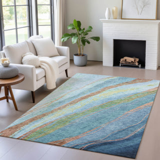 Piper Looms Chantille Swirls ACN2037 Blue Machine Washable Area Rug Lifestyle Image Feature