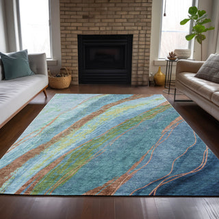 Piper Looms Chantille Swirls ACN2037 Blue Machine Washable Area Rug Lifestyle Image Feature
