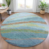 Piper Looms Chantille Swirls ACN2037 Blue Machine Washable Area Rug Round Lifestyle Image Feature