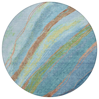 Piper Looms Chantille Swirls ACN2037 Blue Machine Washable Area Rug Round Main Image