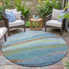 Piper Looms Chantille Swirls ACN2037 Blue Machine Washable Area Rug Round Outdoor Lifestyle Image Feature