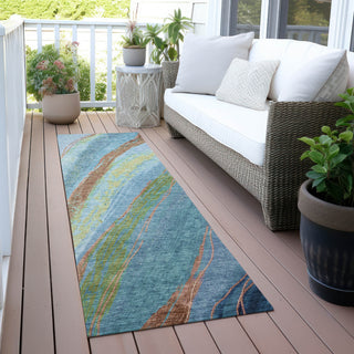 Piper Looms Chantille Swirls ACN2037 Blue Machine Washable Area Rug Runner Outdoor Lifestyle Image Feature