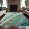 Piper Looms Chantille Swirls ACN2037 Green Machine Washable Area Rug Lifestyle Image Feature