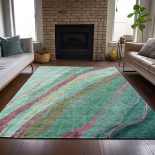 Piper Looms Chantille Swirls ACN2037 Green Machine Washable Area Rug Lifestyle Image Feature